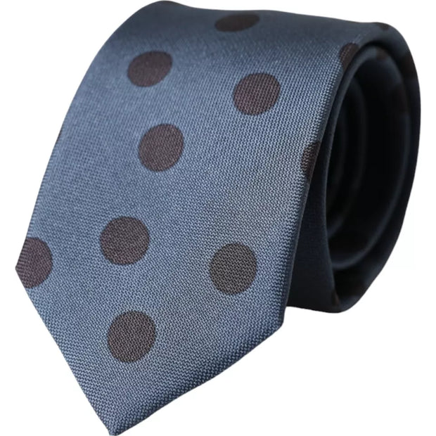 Blue Black Silk Polka Dot Adjustable Men Tie Dolce & Gabbana