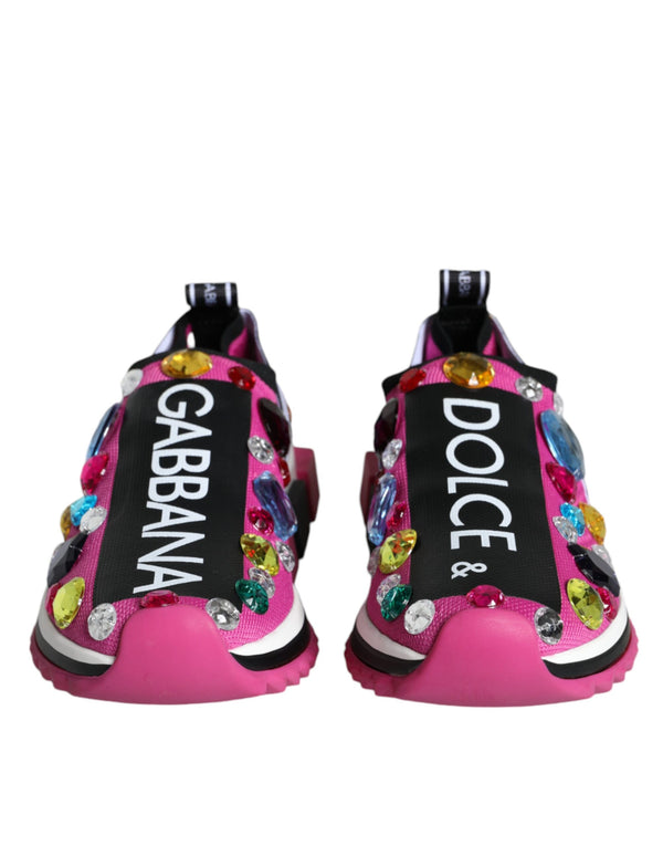 Pink Sorrento Crystals Low Top Sneakers Shoes Dolce & Gabbana