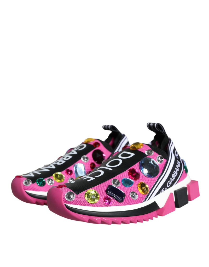 Pink Sorrento Crystals Low Top Sneakers Shoes Dolce & Gabbana