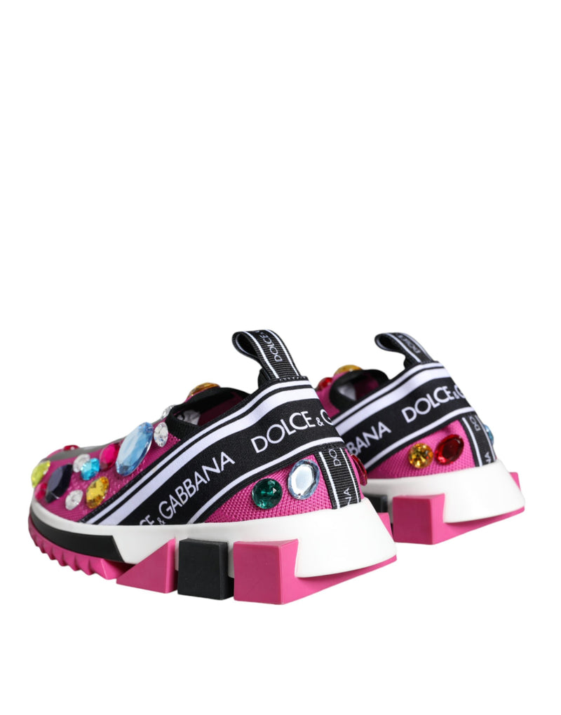 Pink Sorrento Crystals Low Top Sneakers Shoes Dolce & Gabbana