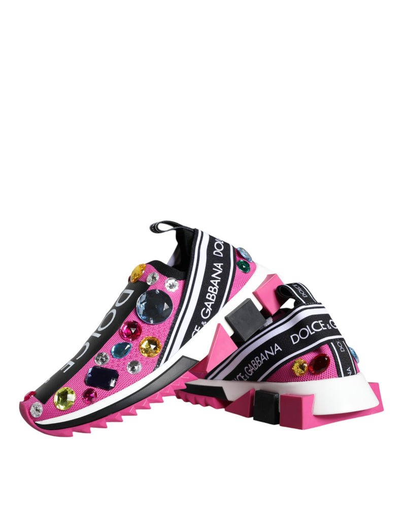 Pink Sorrento Crystals Low Top Sneakers Shoes Dolce & Gabbana