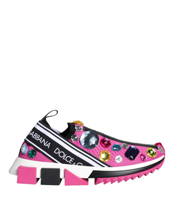 Pink Sorrento Crystals Low Top Sneakers Shoes Dolce & Gabbana