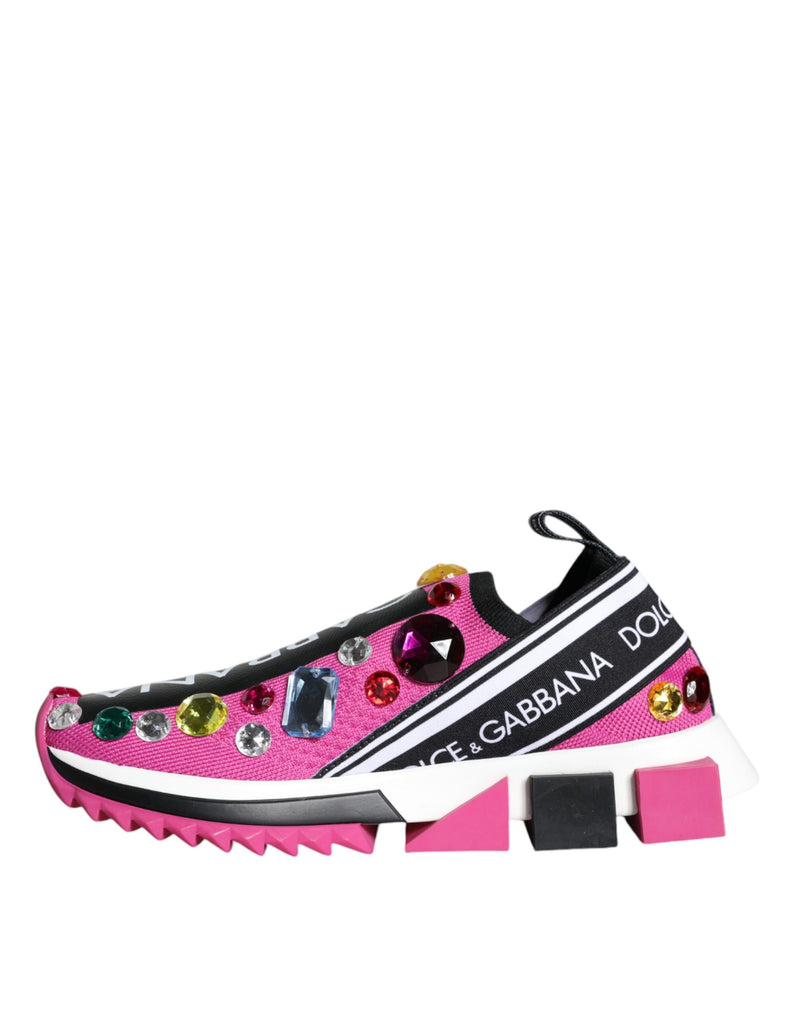 Pink Sorrento Crystals Low Top Sneakers Shoes Dolce & Gabbana