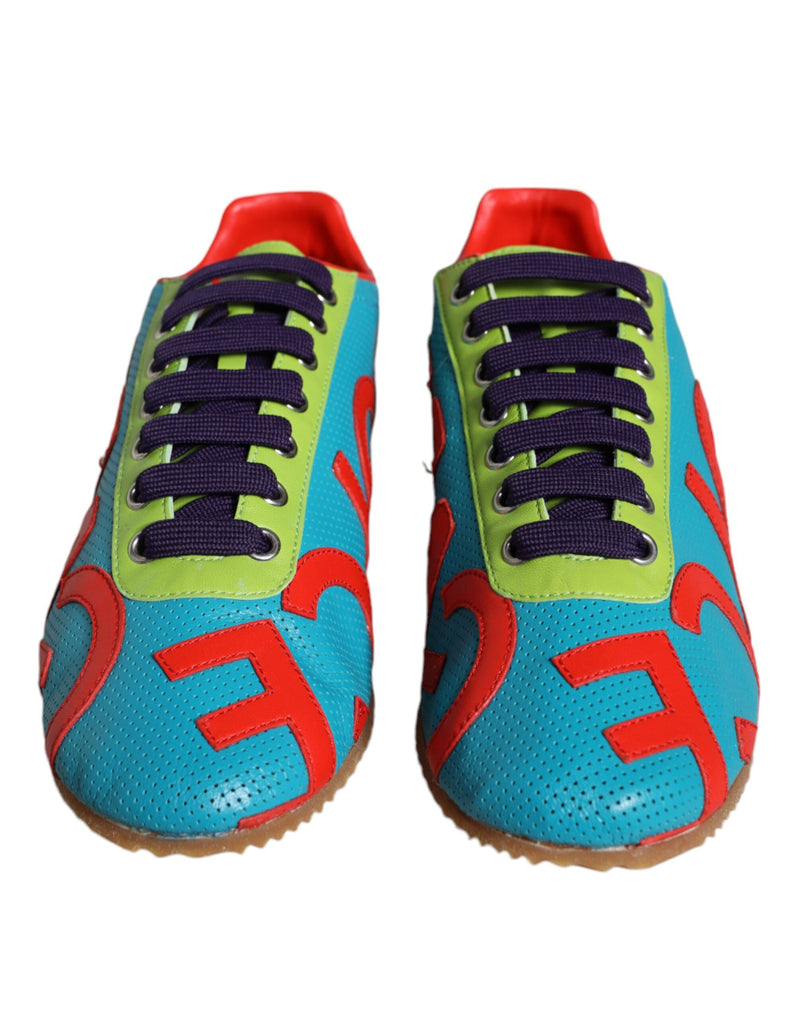 Multicolor Leather Logo Casual Sneakers Shoes Dolce & Gabbana