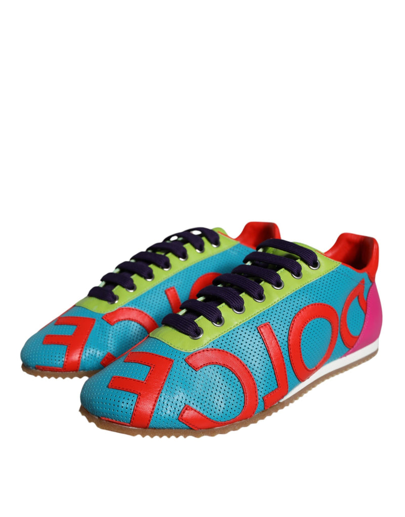 Multicolor Leather Logo Casual Sneakers Shoes Dolce & Gabbana