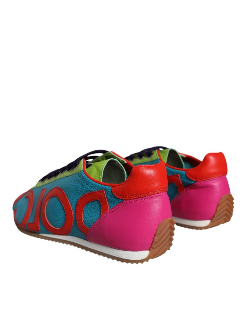 Multicolor Leather Logo Casual Sneakers Shoes Dolce & Gabbana