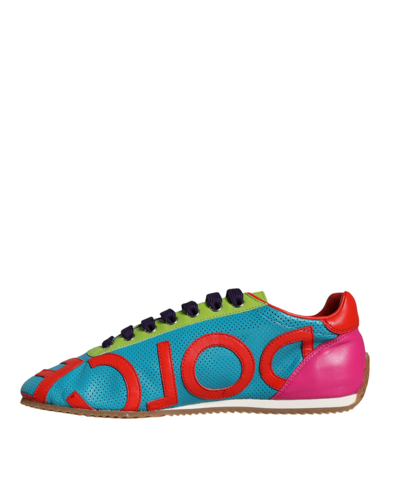 Multicolor Leather Logo Casual Sneakers Shoes Dolce & Gabbana