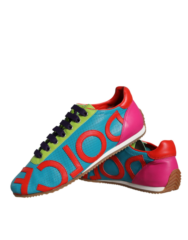 Multicolor Leather Logo Casual Sneakers Shoes Dolce & Gabbana