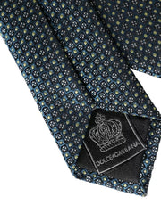 Green Patterned 100% Silk Adjustable Men Tie Dolce & Gabbana