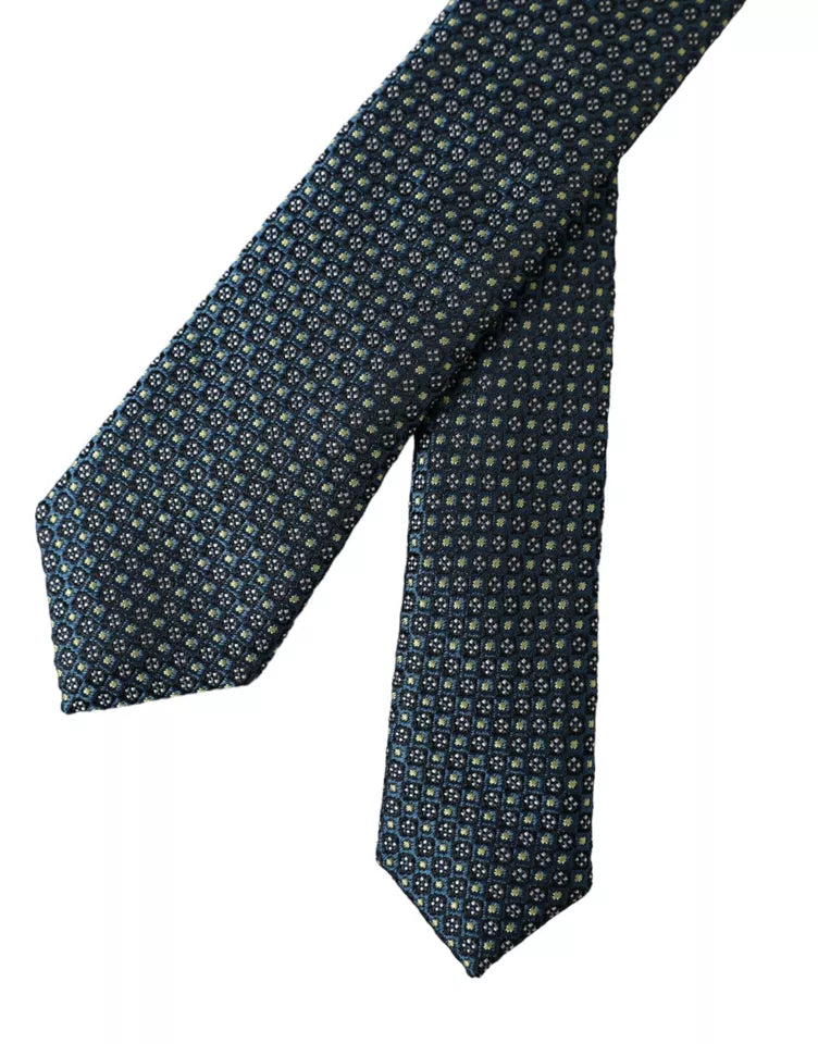 Green Patterned 100% Silk Adjustable Men Tie Dolce & Gabbana