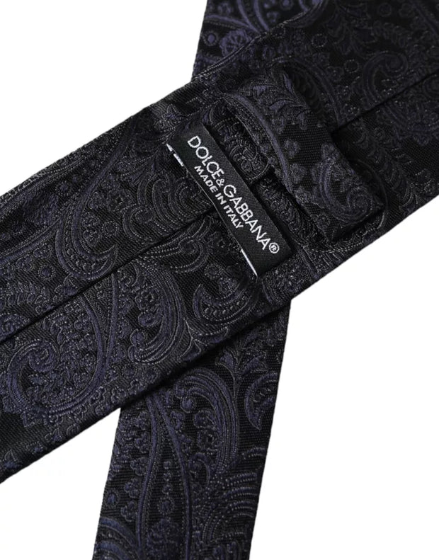 Black Patterned 100% Silk Adjustable Men Tie Dolce & Gabbana