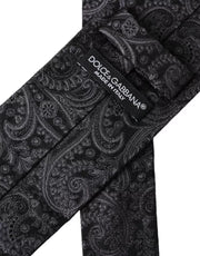 Gray Patterned 100% Silk Adjustable Men Tie Dolce & Gabbana