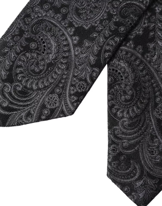 Gray Patterned 100% Silk Adjustable Men Tie Dolce & Gabbana