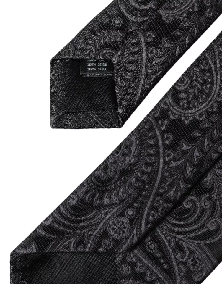 Gray Patterned 100% Silk Adjustable Men Tie Dolce & Gabbana