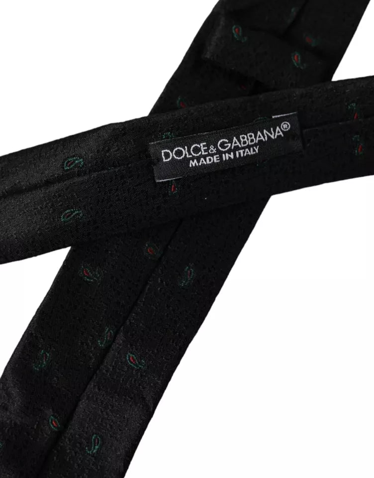 Black Fantasy 100% Silk Adjustable Men Tie Dolce & Gabbana