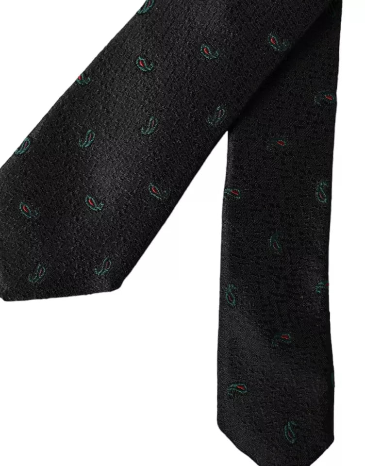 Black Fantasy 100% Silk Adjustable Men Tie Dolce & Gabbana