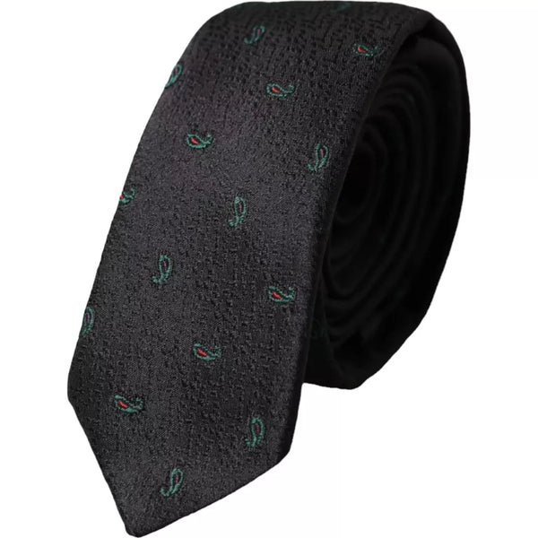 Black Fantasy 100% Silk Adjustable Men Tie Dolce & Gabbana