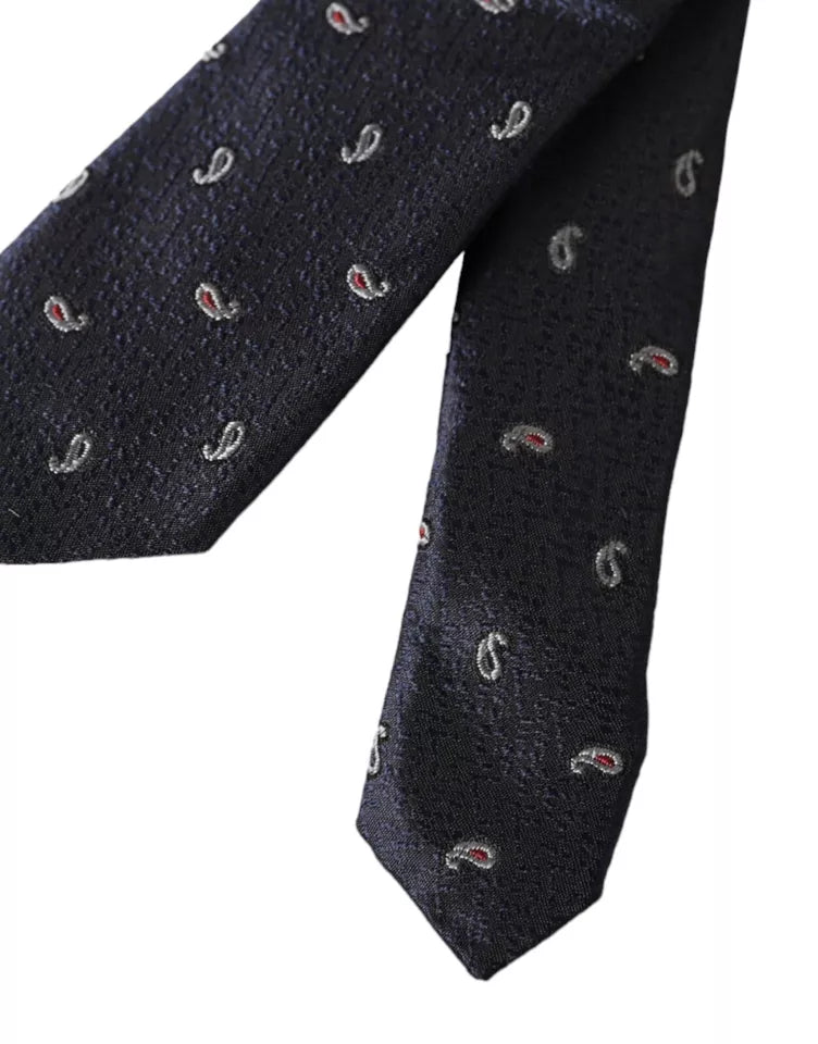 Dark Blue Fantasy 100% Silk Adjustable Men Tie Dolce & Gabbana