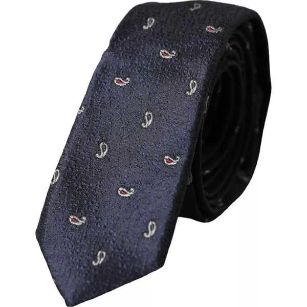 Dark Blue Fantasy 100% Silk Adjustable Men Tie Dolce & Gabbana