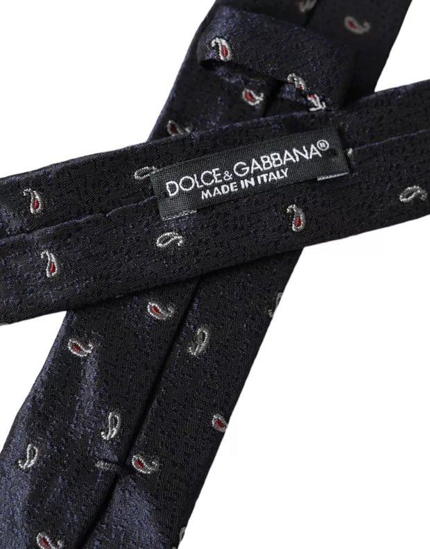 Dark Blue Fantasy 100% Silk Adjustable Men Tie Dolce & Gabbana