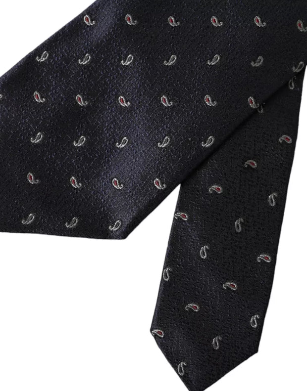 Dark Blue Fantasy 100% Silk Adjustable Men Tie Dolce & Gabbana