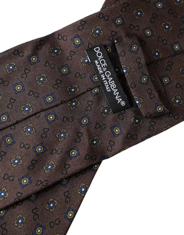 Brown Silk Branded Logo Adjustable Men Tie Dolce & Gabbana