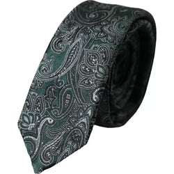 Green Floral Pattern 100% Silk Adjustable Men Tie Dolce & Gabbana