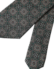 Green Patterned 100% Silk Adjustable Men Tie Dolce & Gabbana