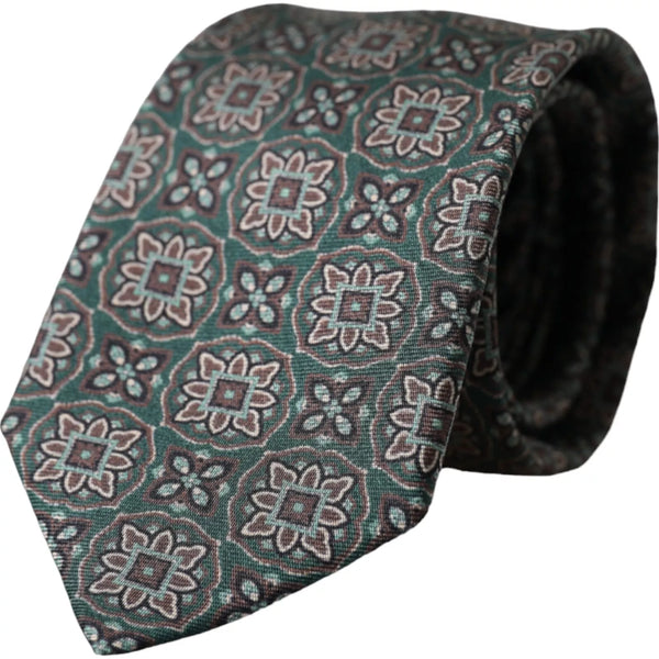 Green Patterned 100% Silk Adjustable Men Tie Dolce & Gabbana