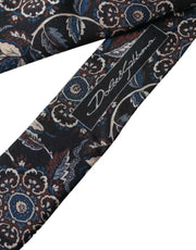 Black Floral Pattern Silk Adjustable Men Tie Dolce & Gabbana