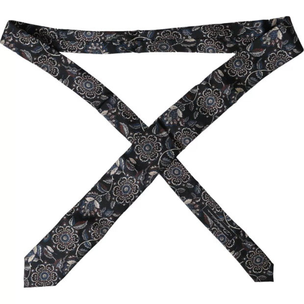 Black Floral Pattern Silk Adjustable Men Tie Dolce & Gabbana