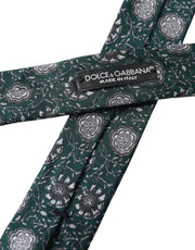 Green Floral Print Silk Adjustable Men Tie Dolce & Gabbana