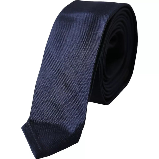 Dark Blue Silk Skinny Adjustable Tie Dolce & Gabbana