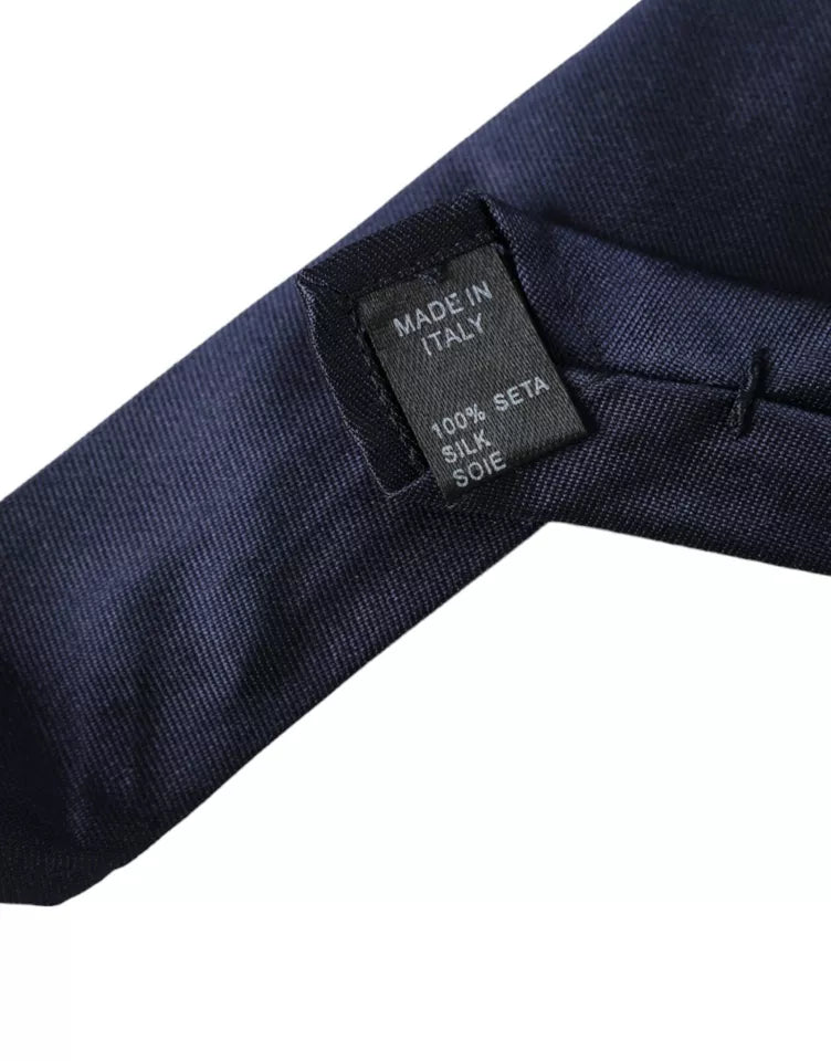 Dark Blue Silk Skinny Adjustable Tie Dolce & Gabbana