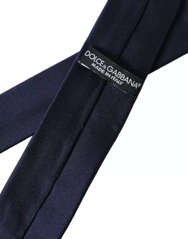 Dark Blue Silk Skinny Adjustable Tie Dolce & Gabbana