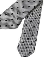 Black White Dot Fantasy Silk Adjustable Men Tie Dolce & Gabbana