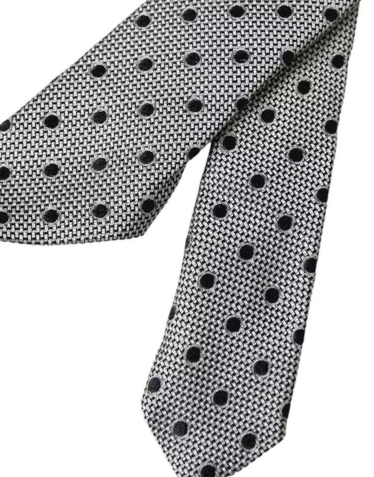 Black White Dot Fantasy Silk Adjustable Men Tie Dolce & Gabbana