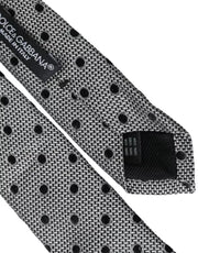 Black White Dot Fantasy Silk Adjustable Men Tie Dolce & Gabbana