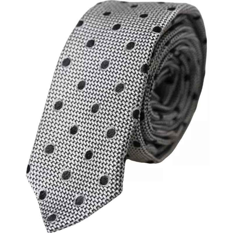 Black White Dot Fantasy Silk Adjustable Men Tie Dolce & Gabbana