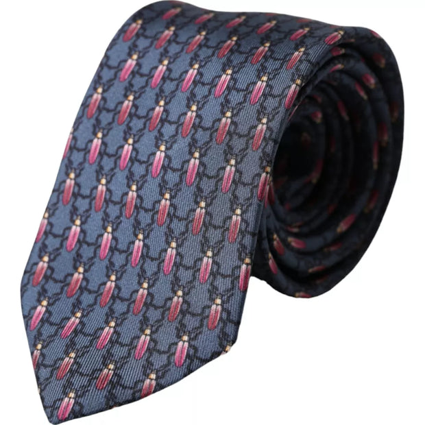 Blue Bug Print Silk Adjustable Men Tie Dolce & Gabbana