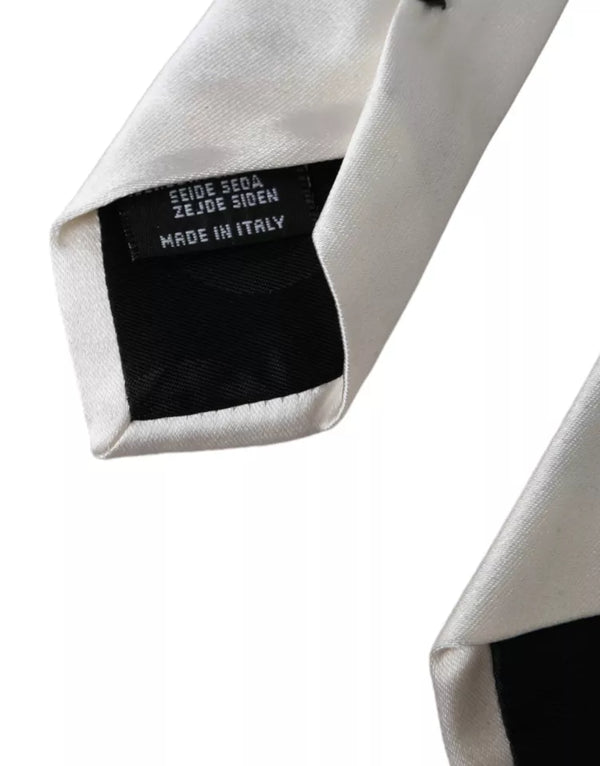 White Satin Silk Adjustable Men Tie Dolce & Gabbana