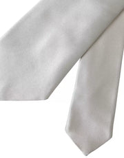 White Satin Silk Adjustable Men Tie Dolce & Gabbana