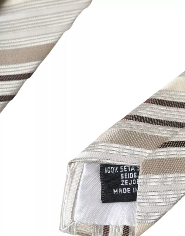 Beige Stripes Fantasy Silk Adjustable Men Tie Dolce & Gabbana