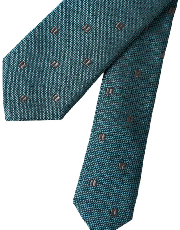 Green Patterned Silk Adjustable Men Tie Dolce & Gabbana