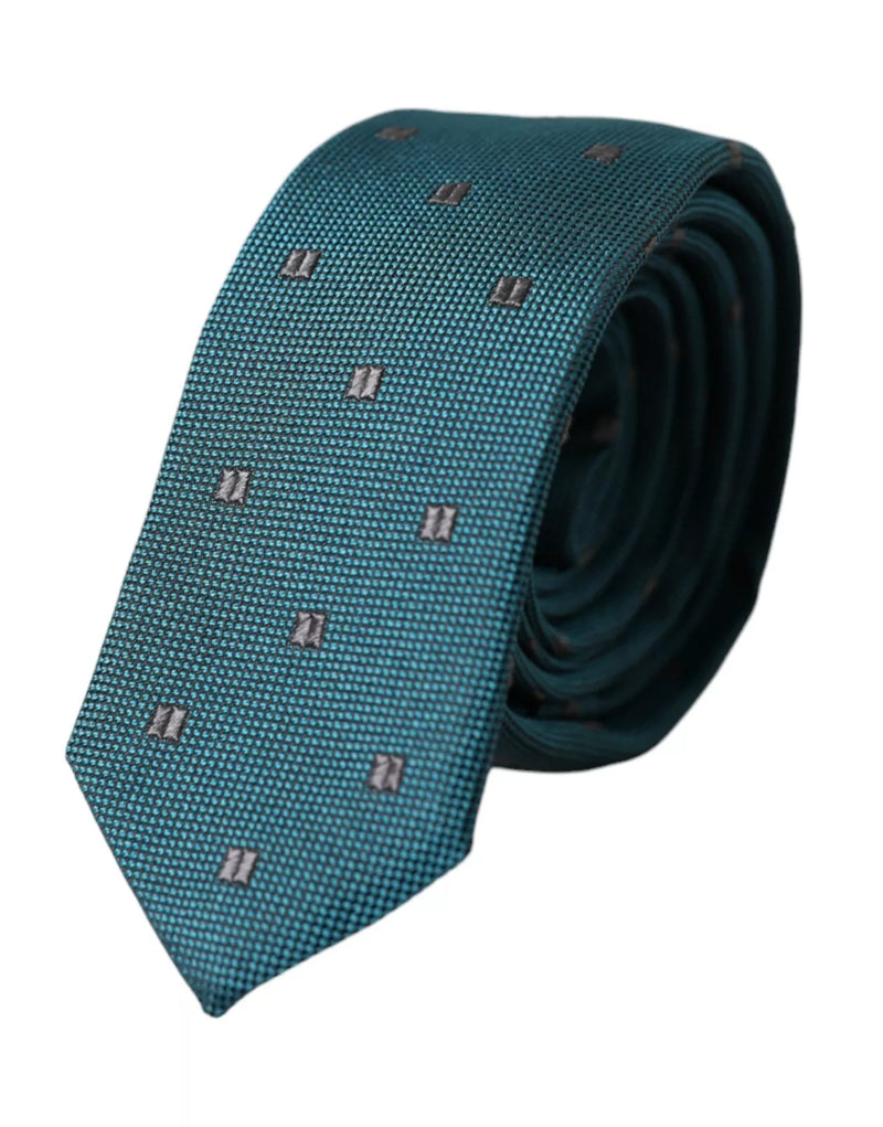 Green Patterned Silk Adjustable Men Tie Dolce & Gabbana