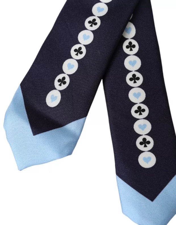 Blue Card Deck Symbols Adjustable Tie Dolce & Gabbana