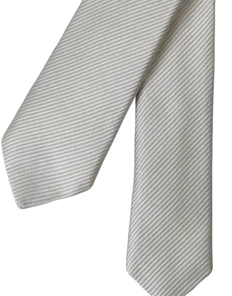 White Solid 100% Silk Adjustable Tie Dolce & Gabbana