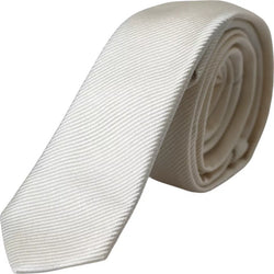 White Solid 100% Silk Adjustable Tie Dolce & Gabbana