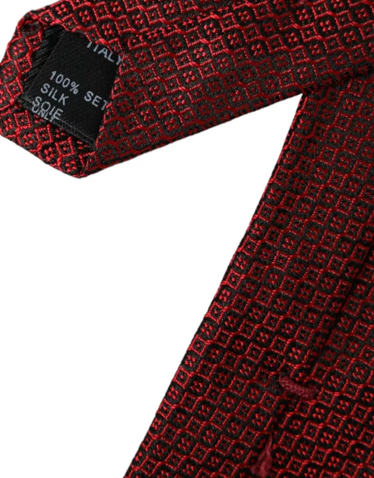 Red Patterned 100% Silk Adjustable Men Tie Dolce & Gabbana