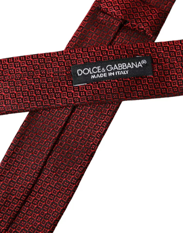 Red Patterned 100% Silk Adjustable Men Tie Dolce & Gabbana